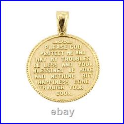 10k 14k US Army Solid Gold Coin Pendant Necklace Two / Double sided U. S. Yellow