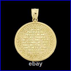 10k 14k US Army Solid Gold Coin Pendant Necklace Two / Double sided U. S. Yellow