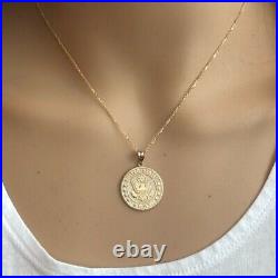 10k 14k US Army Solid Gold Coin Pendant Necklace Two / Double sided U. S. Yellow