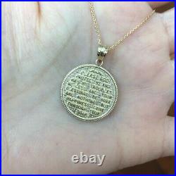 10k 14k US Army Solid Gold Coin Pendant Necklace Two / Double sided U. S. Yellow