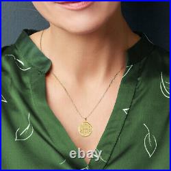 10k Solid Gold Love, Hope, Faith Hammered Coin Medallion Pendant Necklace Cross