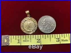 10k Solid Gold Round Liberty Coin Charm 10k Yellow Real Gold Liberty Coin Charm