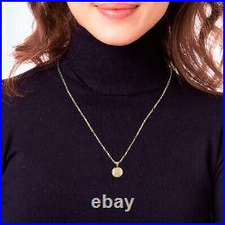 10k Solid Gold Saint St. George Pray for Us Round Star Coin Pendant Necklace