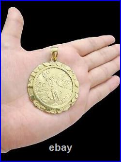 10k Solid Yellow Gold Custom Mexican Centenario 50 Pesos 1947 Coin Pendant Bezel