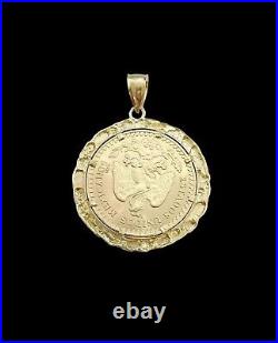 10k Solid Yellow Gold Custom Mexican Centenario 50 Pesos 1947 Coin Pendant Bezel