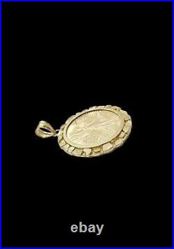 10k Solid Yellow Gold Custom Mexican Centenario 50 Pesos 1947 Coin Pendant Bezel