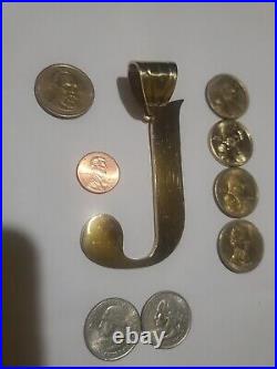 10k Solid Yellow Gold Large & Heavy J Initial Letter Pendant /Charm (62 Grams)