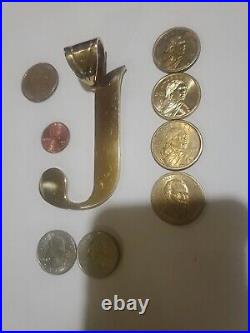 10k Solid Yellow Gold Large & Heavy J Initial Letter Pendant /Charm (62 Grams)