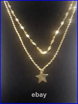10k Solid Yellow Gold Star Pendant Chain 18 Free Magnetic Clasp And Case