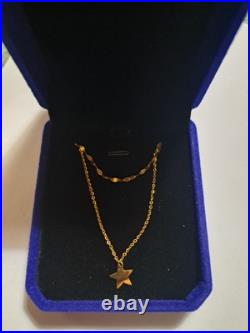 10k Solid Yellow Gold Star Pendant Chain 18 Free Magnetic Clasp And Case