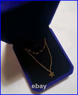 10k Solid Yellow Gold Star Pendant Chain 18 Free Magnetic Clasp And Case