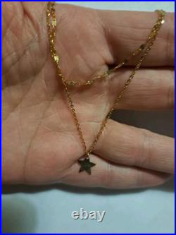 10k Solid Yellow Gold Star Pendant Chain 18 Free Magnetic Clasp And Case