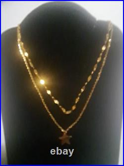 10k Solid Yellow Gold Star Pendant Chain 18 Free Magnetic Clasp And Case