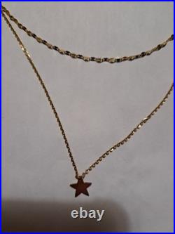 10k Solid Yellow Gold Star Pendant Chain 18 Free Magnetic Clasp And Case