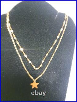 10k Solid Yellow Gold Star Pendant Chain 18 Free Magnetic Clasp And Case