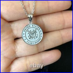 10k Solid Yellow Gold US Coast Guard Coin Pendant Necklace
