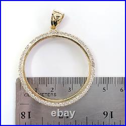 10k Yellow Gold Bezel Pendant Charm 38MM Cz Solid Coin Bisel Oro Solido Moneda
