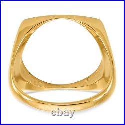 10k Yellow Gold Mens Polished and Diamond-cut Square Shaped 16.5mm Coin Bezel Ri