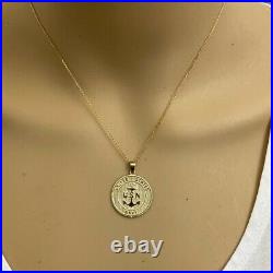 10k or 14k Solid Gold US Navy Insignia Coin Pendant Necklace two Double sided