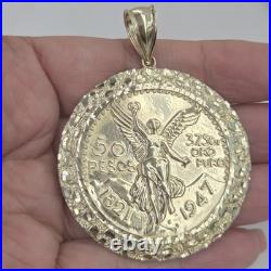 10k solid gold thinner 50 pesos centenario Coin Bezel Frame pendant