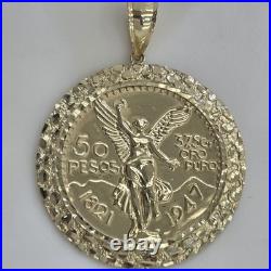 10k solid gold thinner 50 pesos centenario Coin Bezel Frame pendant