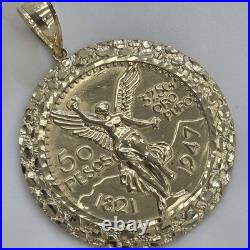 10k solid gold thinner 50 pesos centenario Coin Bezel Frame pendant