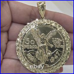 10k solid gold thinner 50 pesos centenario Coin Bezel Frame pendant