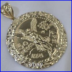 10k solid gold thinner 50 pesos centenario Coin Bezel Frame pendant