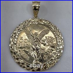 10k solid gold thinner 50 pesos centenario Coin Bezel Frame pendant