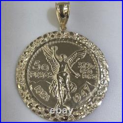 10k solid gold thinner 50 pesos centenario Coin Bezel Frame pendant
