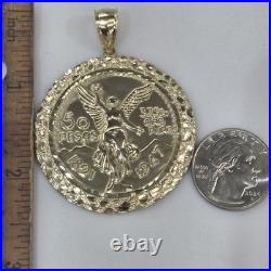 10k solid gold thinner 50 pesos centenario Coin Bezel Frame pendant