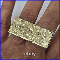10k yellow Gold $100 dollars double 2 finger knuckle bar Ring Siz 9 9.5