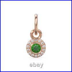 10mm 14K Solid Yellow Gold Diamond Natural Emerald Round Coin Shape Charm 10mm 14K Solid Yellow Gold Diamond Natural Emerald Round Coin Shape Charm