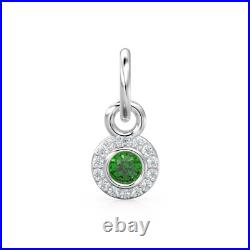 10mm 14K Solid Yellow Gold Diamond Natural Emerald Round Coin Shape Charm 10mm 14K Solid Yellow Gold Diamond Natural Emerald Round Coin Shape Charm