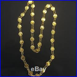 12 Grams Handmade Coin Chain In Solid Real 18KT Certified Yellow Gold 25 Inch