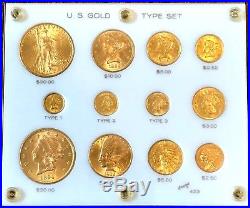12 PIECE US GOLD COIN TYPE SET- GAUDEN'S INDIAN EAGLE LIBERTY PRINCESS w20