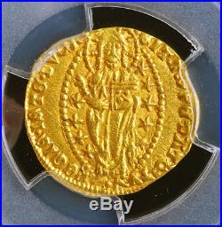 1382, Doges of Venice, Antonio Venier. Gold Zecchino Ducat Coin. R! PCGS MS-62
