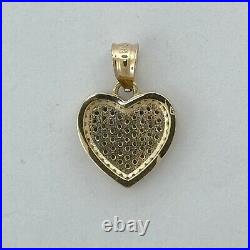 14KT Gold Heart Pendant with CZ Stones- 1.5mm Bail, 1.93 Grams, 0.38 Inches
