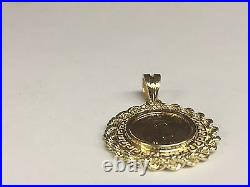 14KT Solid Yellow Gold GREEK KEY ROPE PENDANT for 1/4oz. American Eagle Coin