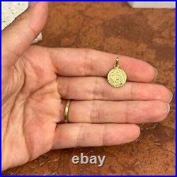 14KT Yellow Gold Italian Venetian Zecchino Coin Solid Medal Pendant Charm 12mm 14KT Yellow Gold Italian Venetian Zecchino Coin Solid Medal Pendant Charm 12mm