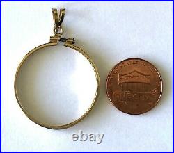 14KT Yellow Solid Gold Coin Holder PENDANT 1'' Diameter