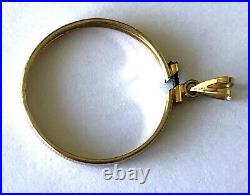 14KT Yellow Solid Gold Coin Holder PENDANT 1'' Diameter