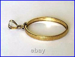 14KT Yellow Solid Gold Coin Holder PENDANT 1'' Diameter