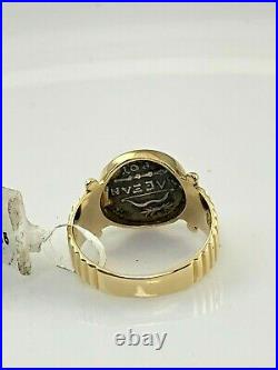 14KY Solid Gold Ancient Macedonian Greek Roman Aaeean Apoy Coin Ladies Ring 7.25