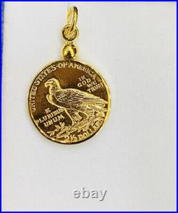 14K Case 21K Solid Yellow Gold Coin 1914United States Of American Pendant 4.86GM