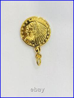 14K Case 21K Solid Yellow Gold Coin 1914United States Of American Pendant 4.86GM