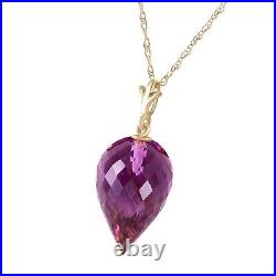 14K. GOLD NECKLACE WITH POINTY BRIOLETTE DROP AMETHYST (Yellow Gold)