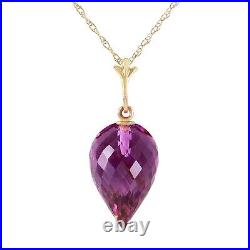 14K. GOLD NECKLACE WITH POINTY BRIOLETTE DROP AMETHYST (Yellow Gold)