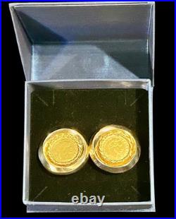14K Gold French 22K 20 Franc Napoléon III Coin Earrings Clip-On Vintage Pair