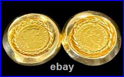 14K Gold French 22K 20 Franc Napoléon III Coin Earrings Clip-On Vintage Pair